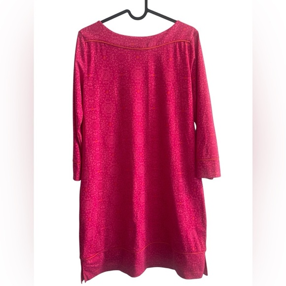 Lands’ End UPF 50 Stretch Shift Dress Small Pink Orange Swim Cover Up Boat Neck - Picture 2 of 7